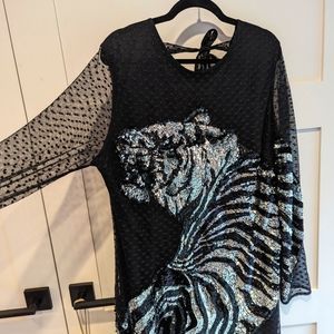 Sequin tiger print party dress. Asos Size 16. New without tags.